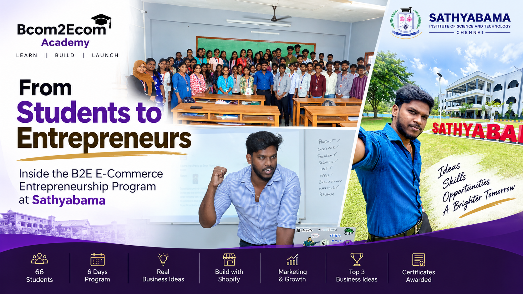 From 12 Arrears to Teaching Entrepreneurship: Inside the B2E E-Commerce Entrepreneurship Program at Sathyabama